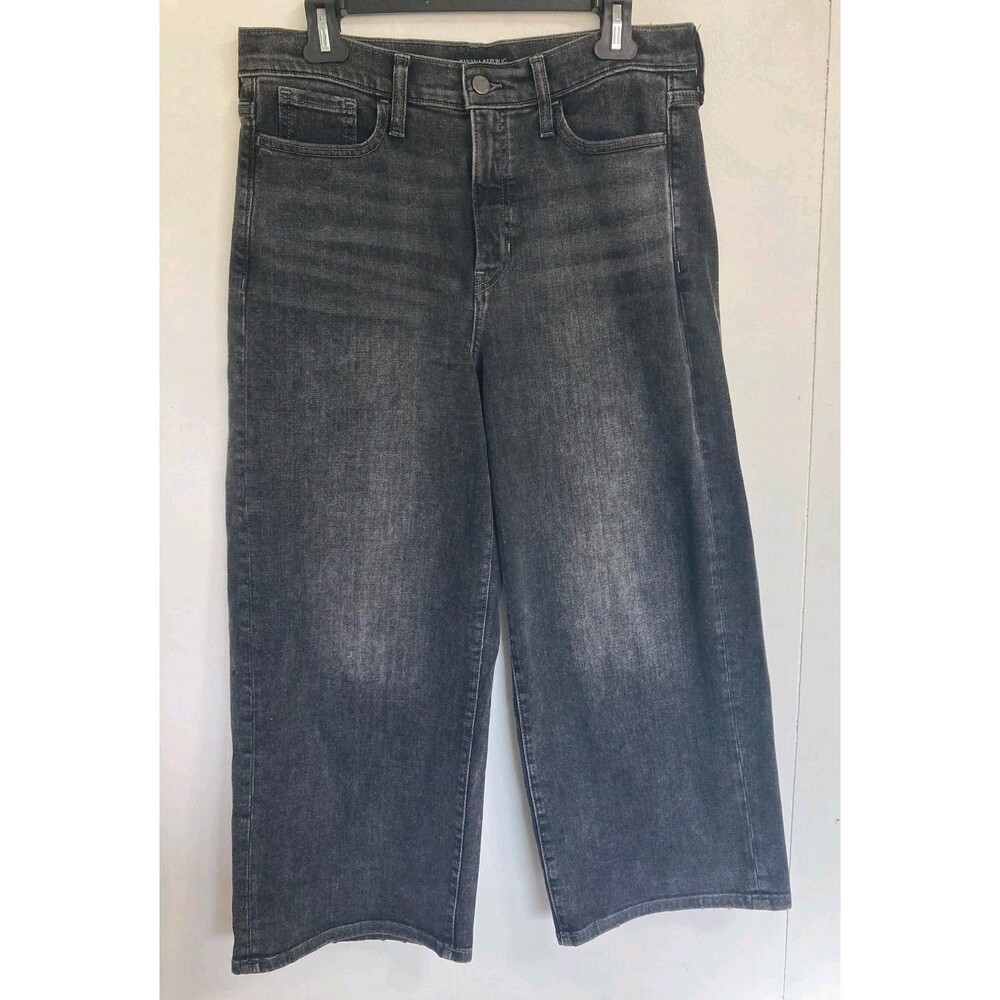 Banana Republic Jeans Women 29x25 Black Wide Leg High Rise Stretch Denim